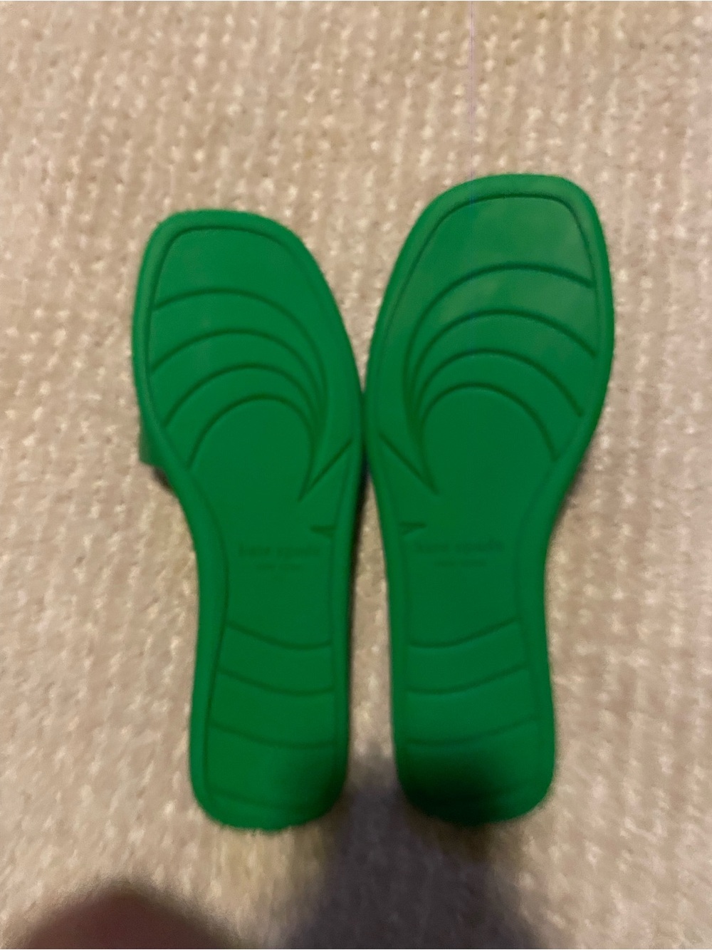 kate spade Green Slide Sandals with White Logo - Picture 2 of 2